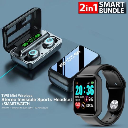 J7 Smart watch flus F9 Bluetooth Earphones