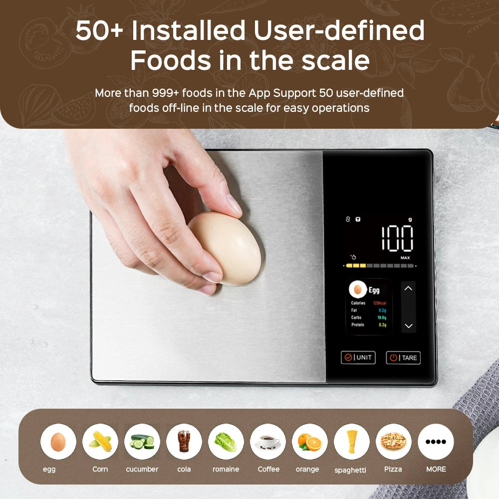 Smart Food Scale Calorie Counter with App & LED Display