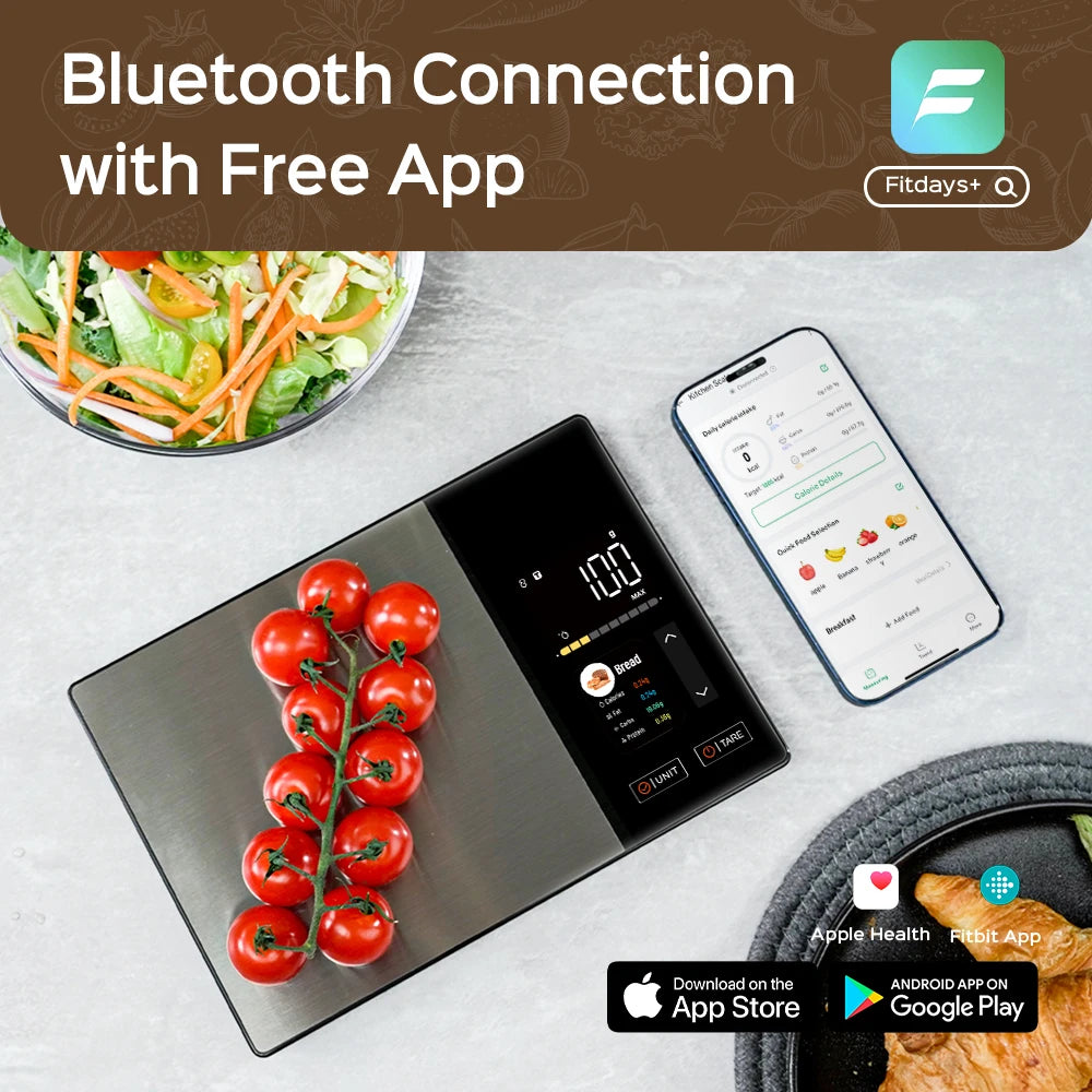 Smart Food Scale Calorie Counter with App & LED Display